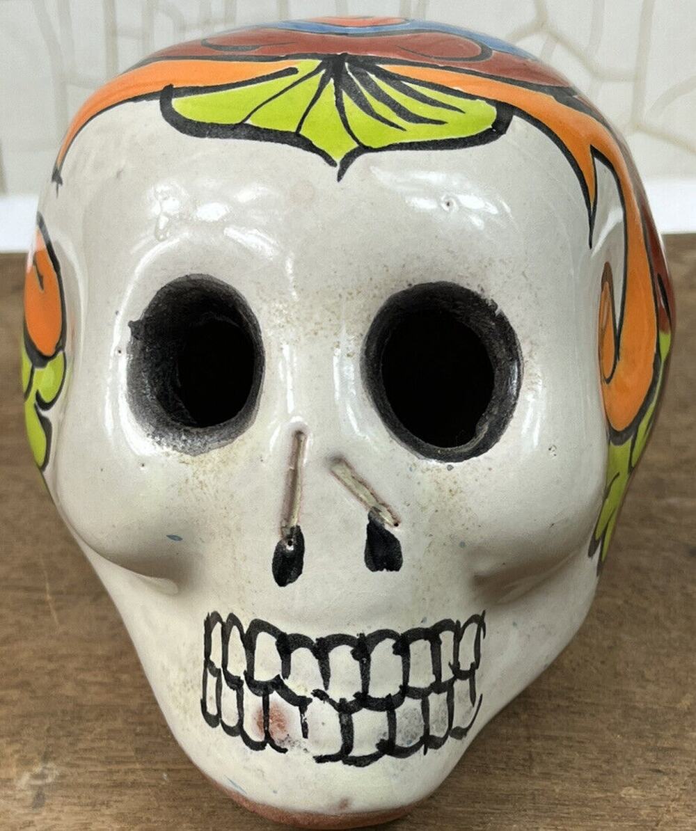 Day Of The Dead Sugar Skull Halloween Talavera Skull Multi Luminary Sugar Skull